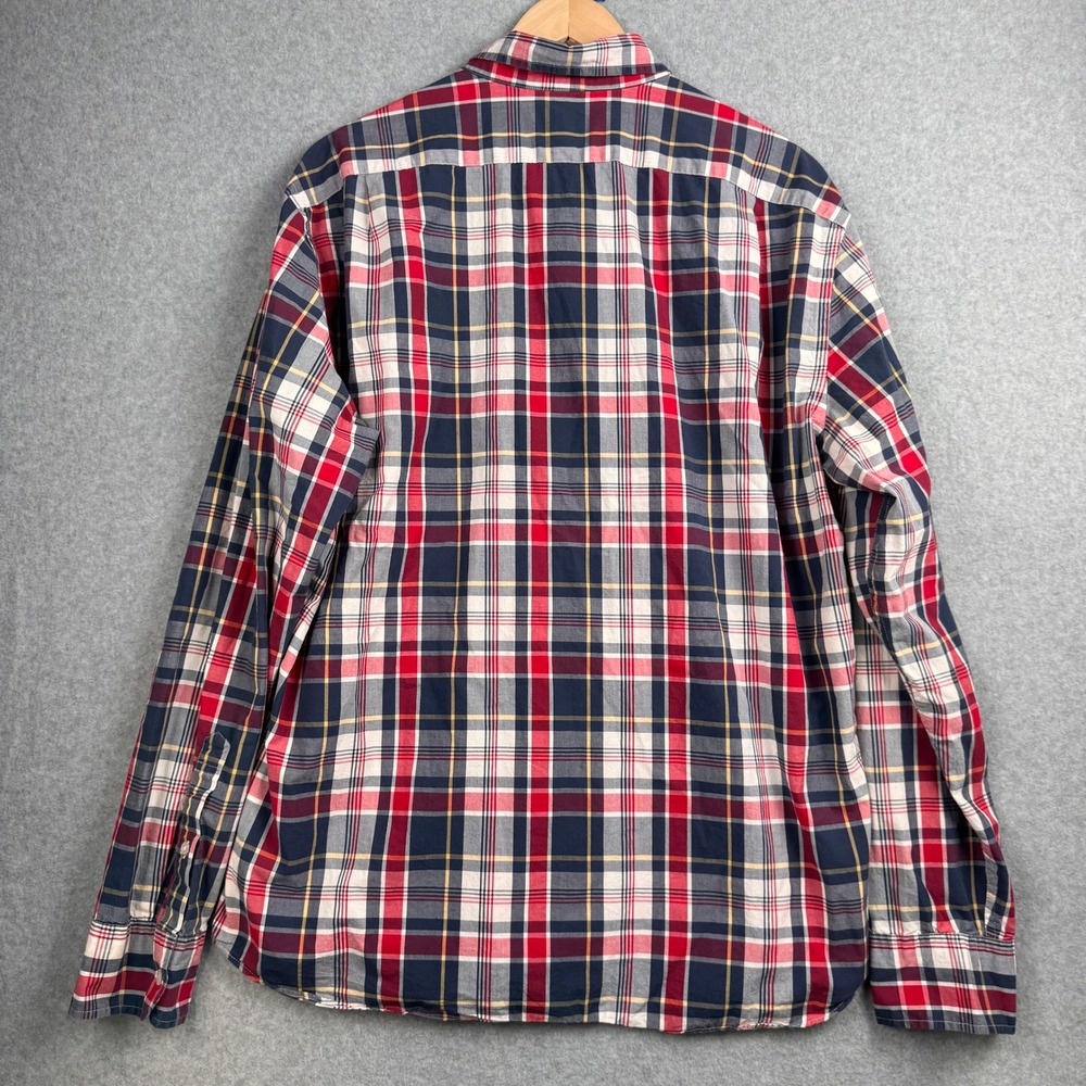 J Crew Shirt Mens XL Slim Red Blue Plaid Flex Washed Long Sleeve Button Up‎ Fall - Picture 3 of 8